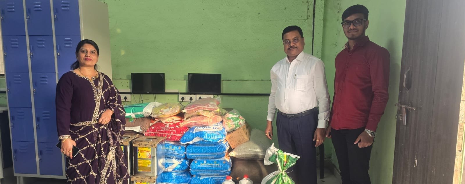 SILKA Social Foundation members with donated grains and essentials